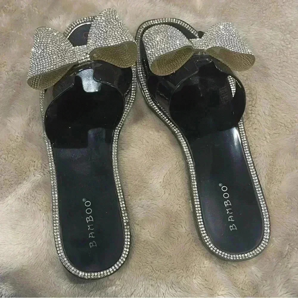 Slide Sandals With Rhinestone Bow - Picture 4 of 5